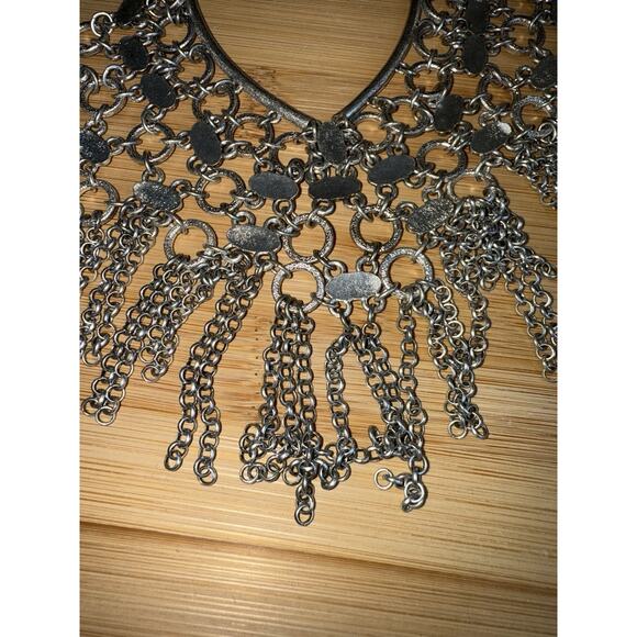 Chico’s Kellen Boho Bib Silver Tone Boho Bohemian Statement Necklace Adjustable - Picture 5 of 11